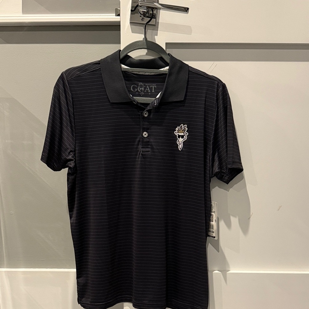 NWT Goat USA Gray pin strip  Polo Shirt with Embroidered Logo